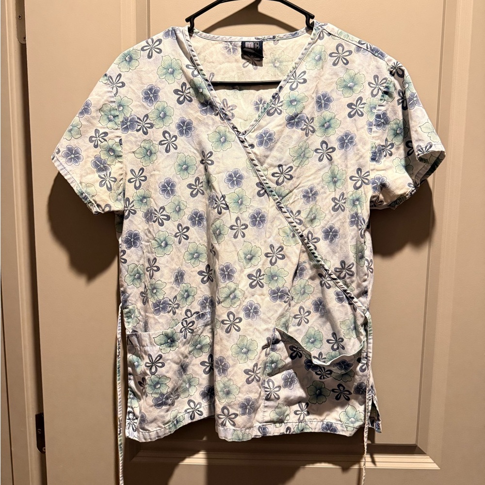 Floral Wrap Women Scrub Top